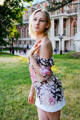 The young girl in park
