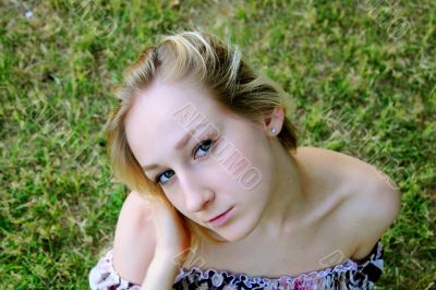 The young girl in park