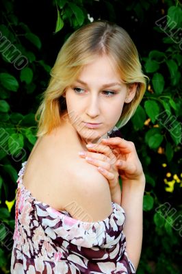 The young girl in park