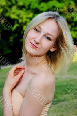 The young girl in park