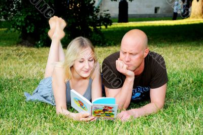 Young married couple in park