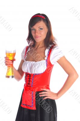 The girl in a traditional Bavarian dress