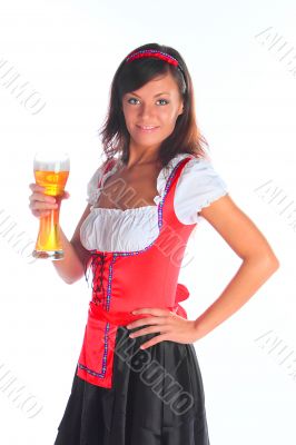 The girl in a traditional Bavarian dress