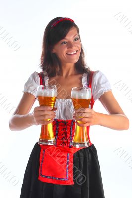 The girl in a traditional Bavarian dress