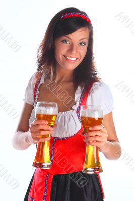 The girl in a traditional Bavarian dress