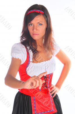 The girl in a traditional Bavarian dress