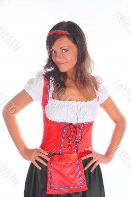 The girl in a traditional Bavarian dress