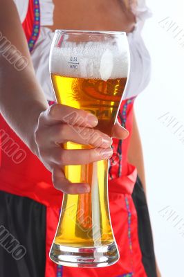 The girl in a traditional Bavarian dress