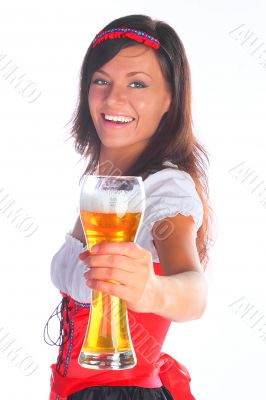The girl in a traditional Bavarian dress