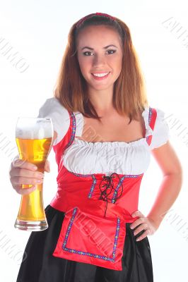 The girl in a traditional Bavarian dress