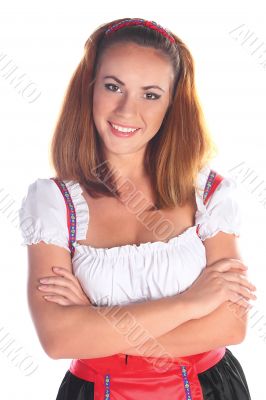 The girl in a traditional Bavarian dress