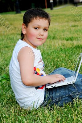 The little boy with the laptop