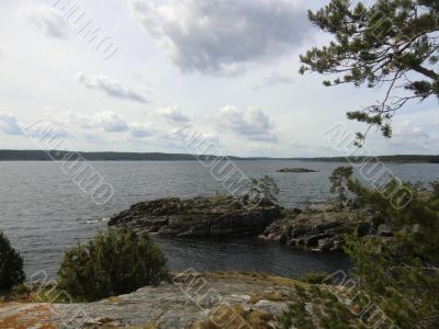 Islands in a gulf of Ladoga lake