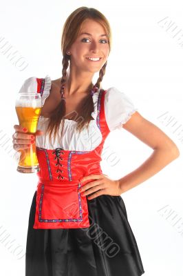 The girl in a traditional Bavarian dress