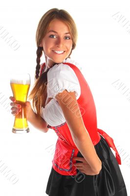 The girl in a traditional Bavarian dress