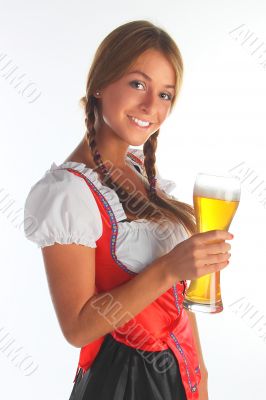 The girl in a traditional Bavarian dress