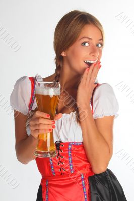 The girl in a traditional Bavarian dress