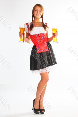 The girl in a traditional Bavarian dress
