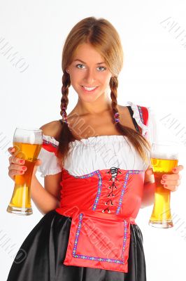 The girl in a traditional Bavarian dress