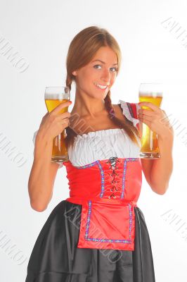 The girl in a traditional Bavarian dress