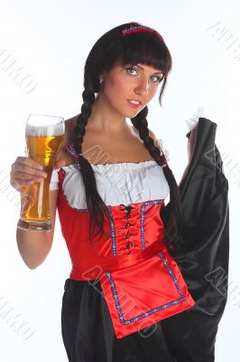 The girl in a traditional Bavarian dress