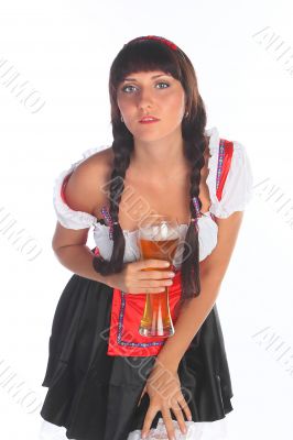 The girl in a traditional Bavarian dress
