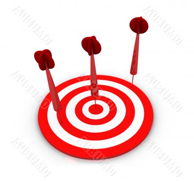 blue darts on red target