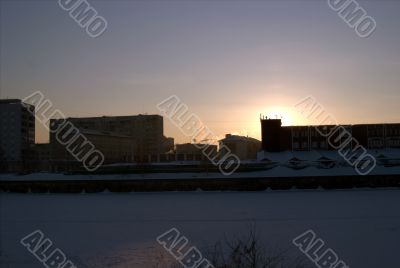 Sunset  over a city