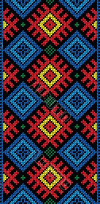 folk Rectangular Frame Cross-stitch on black