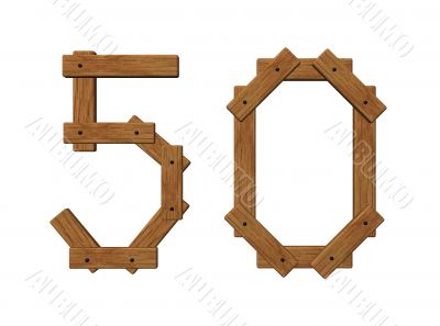 wooden number fifty