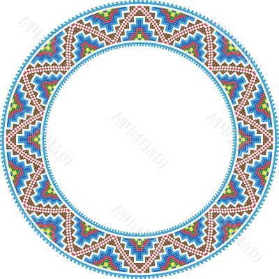 vector folk round Frame Cross-stitch