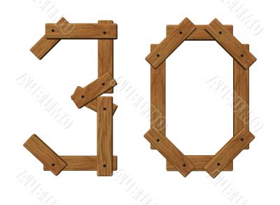 wooden number thirty