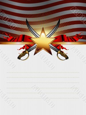  ornate frame with star, sabers and usa background