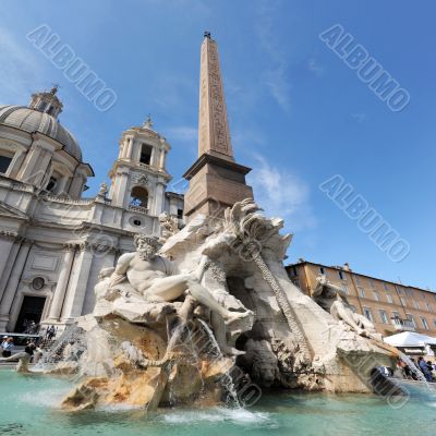 fountain of four rivers in Piazza Navona, Rome