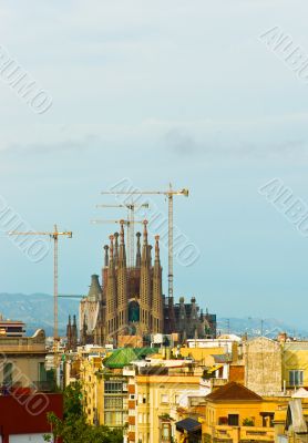Barcelona view to Sagrada Familia cathedral