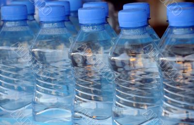 Closeup Mineral Water Bottles