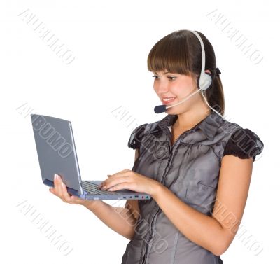 beautiful girl in headset