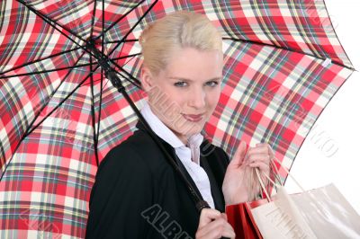portrait of a young woman with umbrella