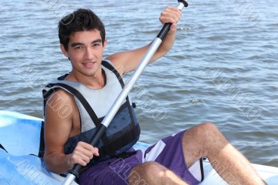 young man on a kayak