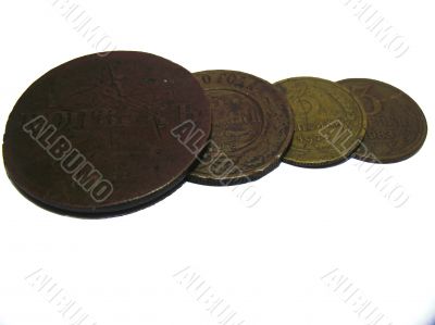 Old russians coins isolated