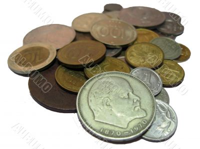 Russians coins from different times isolated