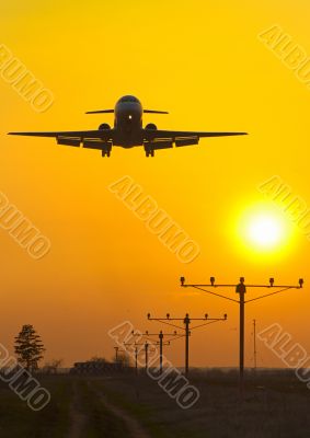 aircraft at the sunset