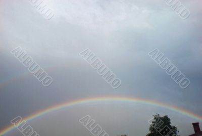 Rainbow rising after rain