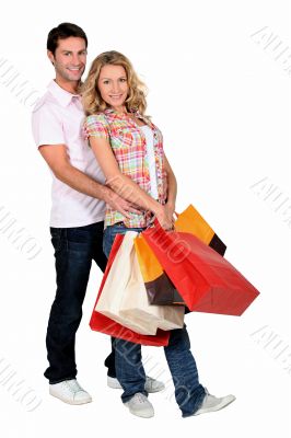 couple with bags