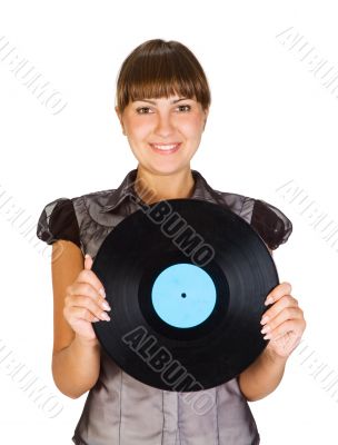 girl with vinyl Disc