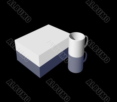 blank box and mug