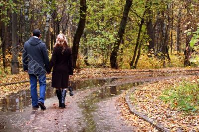 Pair in autumn park