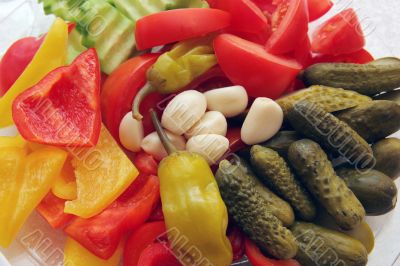 The selection of vegetables.