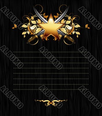 ornate frame with star and sabers