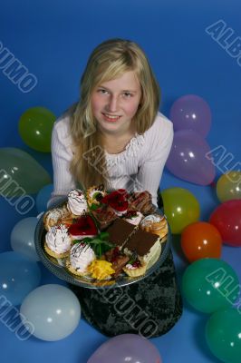 Girl with cakes
